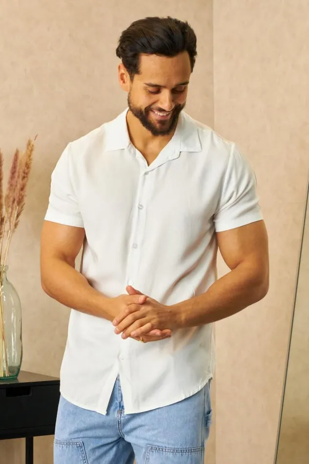 Men Chemise Lgre En Toile Blanche White Brentiny Paris Shirts