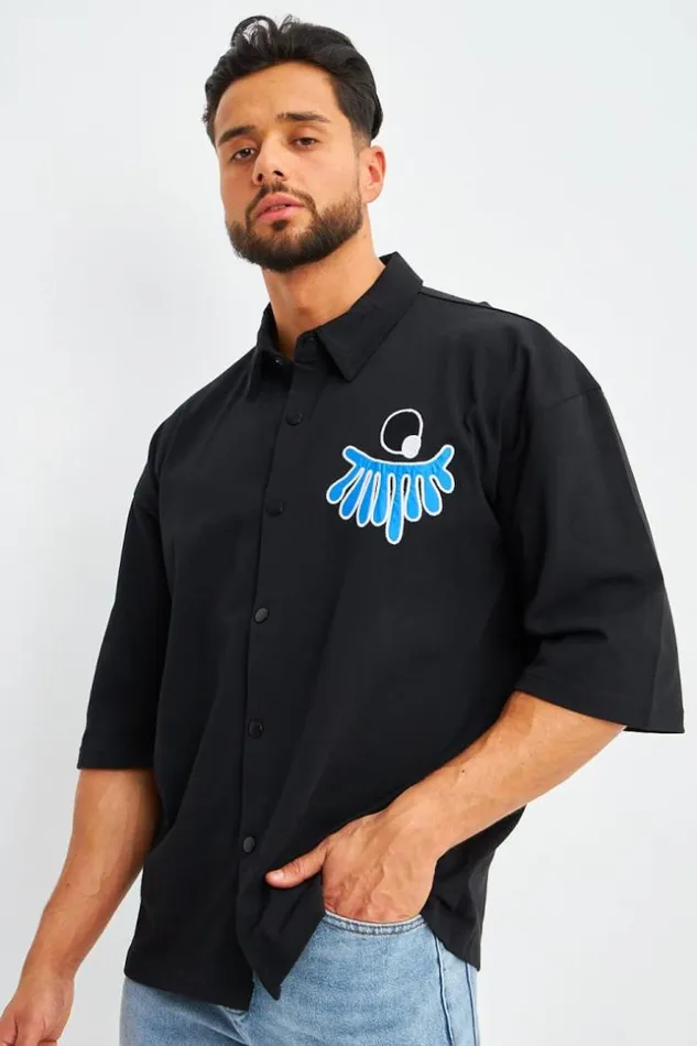 Men Chemise Noir Black Brentiny Paris Shirts