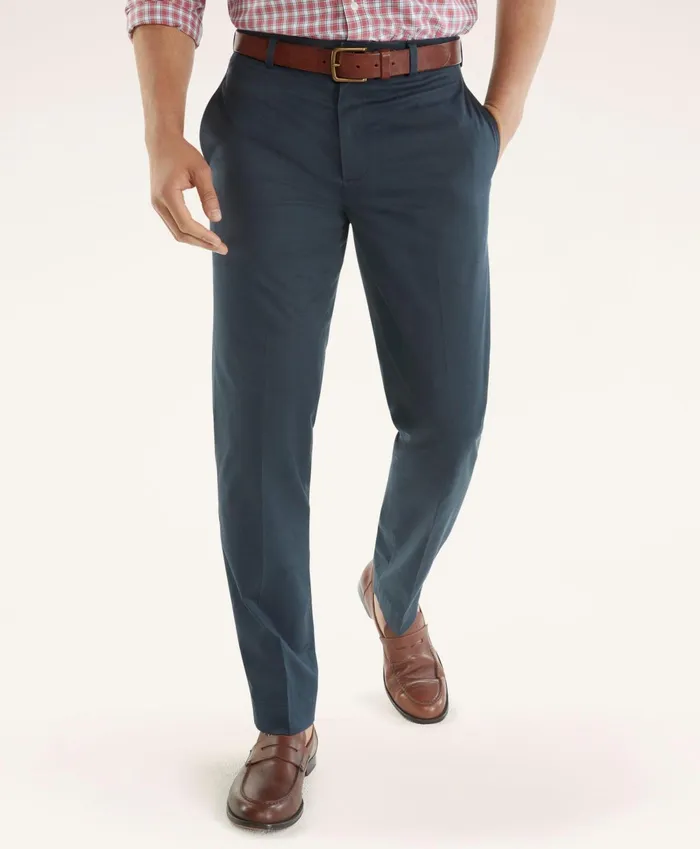 Men Clark StraightFit Stretch Advantage Chino Pants Navy Brooks Brothers Chinos and Casual Pants