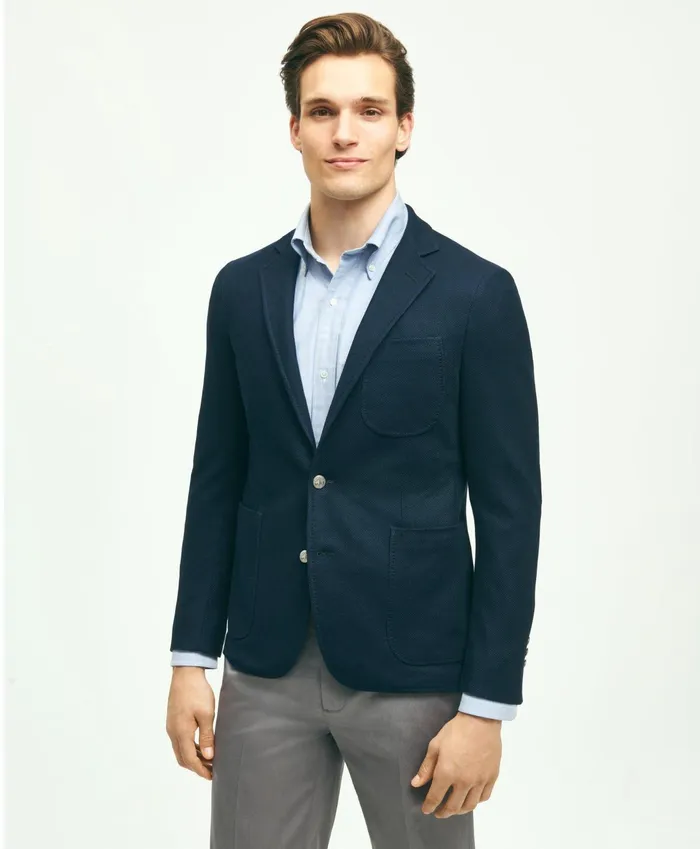 Men Classic Fit Cotton Pique Knit 1818 Blazer Navy Brooks Brothers Sport Coats and Blazers Men Classic Fit Cotton Pique Knit 1818 Blazer Navy Brooks Brothers Sport Coats and Blazers