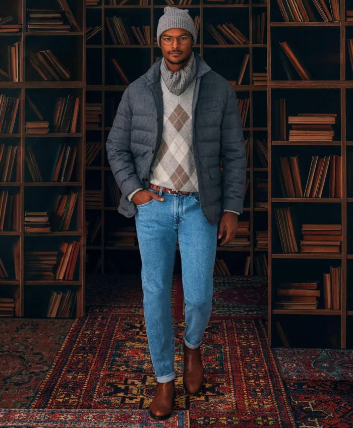 Men Classic Slim Fit Denim Jeans Light Blue Brooks Brothers Chinos and Casual Pants