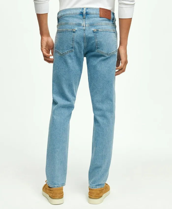 Men Classic Slim Fit Denim Jeans Light Blue Brooks Brothers Chinos and Casual Pants