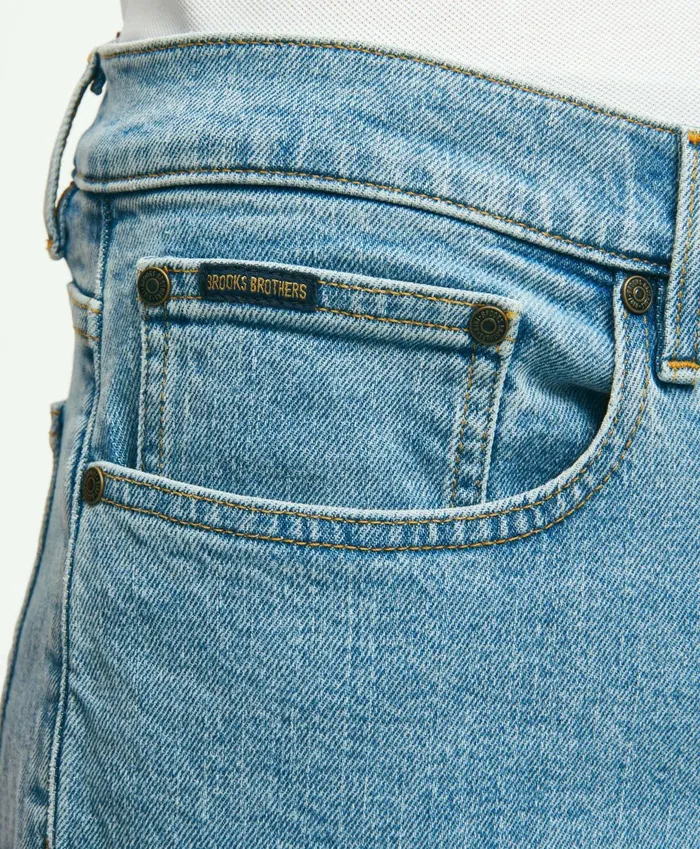 Men Classic Slim Fit Denim Jeans Light Blue Brooks Brothers Chinos and Casual Pants