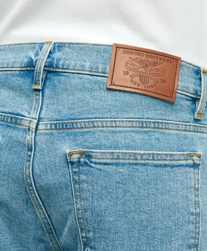 Men Classic Slim Fit Denim Jeans Light Blue Brooks Brothers Chinos and Casual Pants