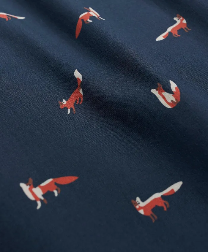 Men Cotton Broadcloth Fox Print Lounge Pants Navy Multi Brooks Brothers Pajamas and Robes