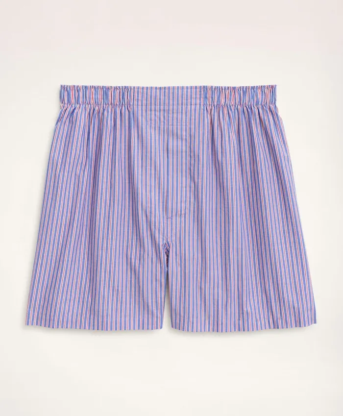 Men Cotton Broadcloth Striped Boxers Bluered Brooks Brothers Underwear