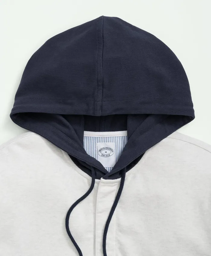 Men Cotton Chest Stripe Hoodie White Multi Brooks Brothers Polo and Rugby Shirts