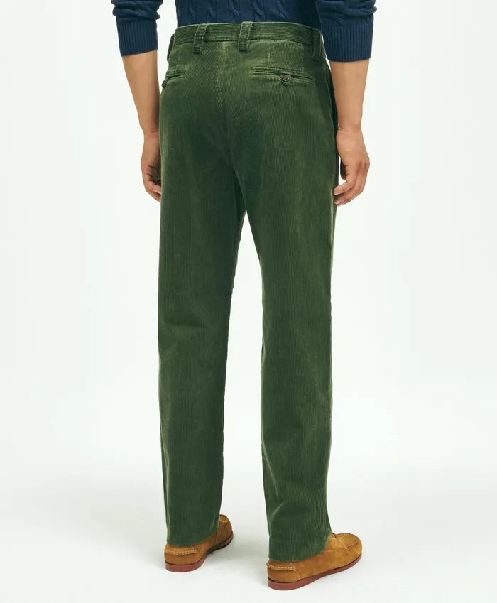 Men Elliot Fit Cotton WideWale Corduroy Pants Dark Green Brooks Brothers Chinos and Casual Pants