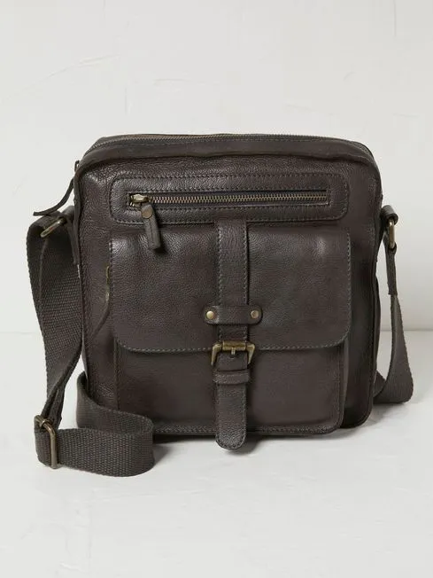 Men Fatface Bags and Wallets Bramdean Grey Leather Crossbody Bag