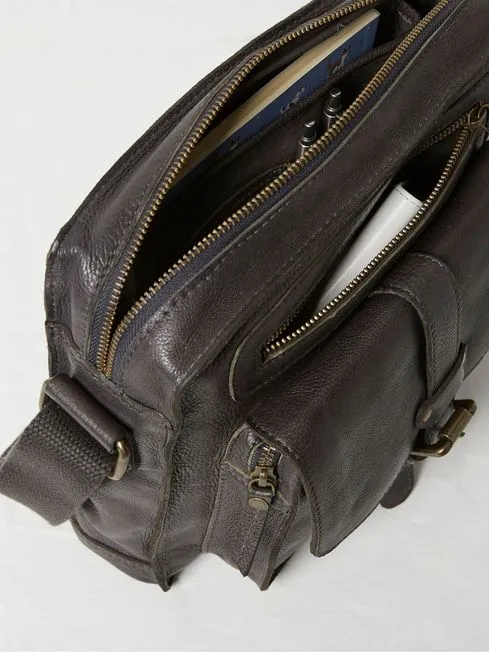 Men Fatface Bags and Wallets Bramdean Grey Leather Crossbody Bag