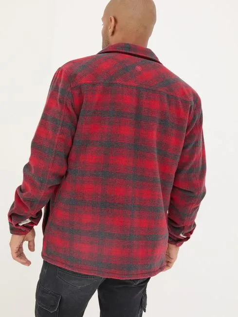 Men Fatface Coats and Jackets Dark Red Fjord Check Overshirt Men Fatface Coats and Jackets Dark Red Fjord Check Overshirt