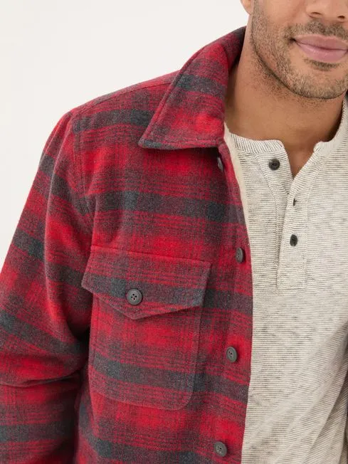 Men Fatface Coats and Jackets Dark Red Fjord Check Overshirt Men Fatface Coats and Jackets Dark Red Fjord Check Overshirt