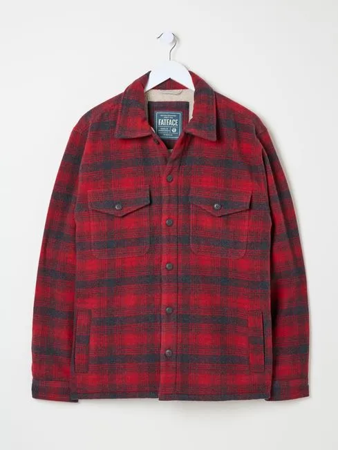 Men Fatface Coats and Jackets Dark Red Fjord Check Overshirt Men Fatface Coats and Jackets Dark Red Fjord Check Overshirt
