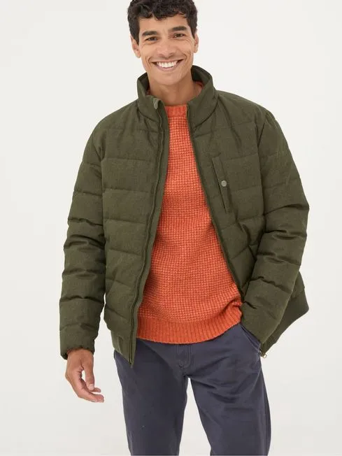 Men Fatface Coats and Jackets Exmouth Khaki Green Quilted Jacket