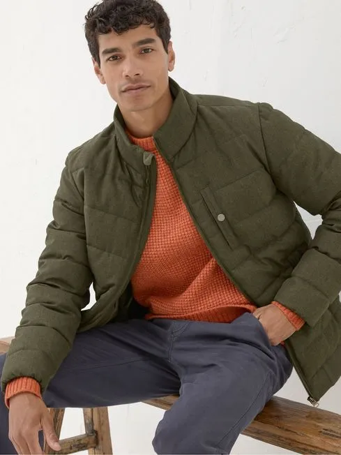Men Fatface Coats and Jackets Exmouth Khaki Green Quilted Jacket