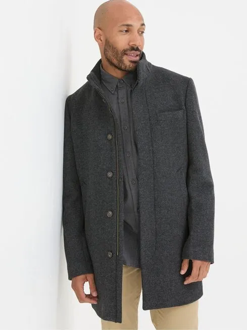 Men Fatface Coats and Jackets Pendeen Dark Grey Overcoat