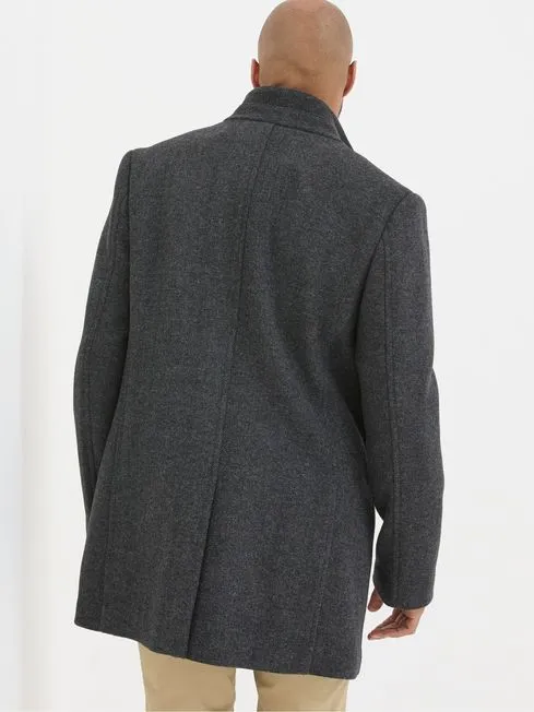 Men Fatface Coats and Jackets Pendeen Dark Grey Overcoat