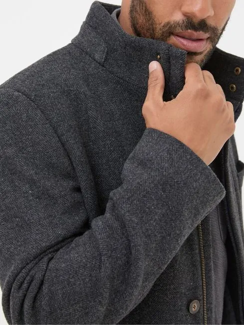 Men Fatface Coats and Jackets Pendeen Dark Grey Overcoat