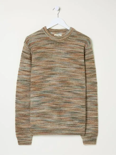 Men Fatface Knitwear Orange Ombre Crew Neck Jumper