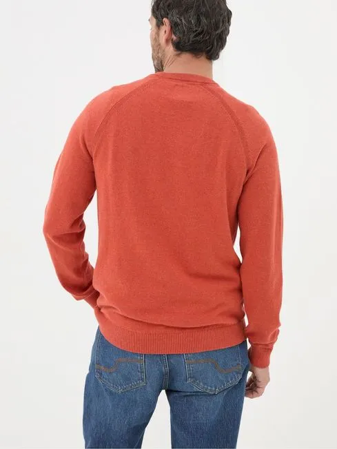 Men Fatface Knitwear Rye Orange Cotton Cashmere Crew Neck Jumper
