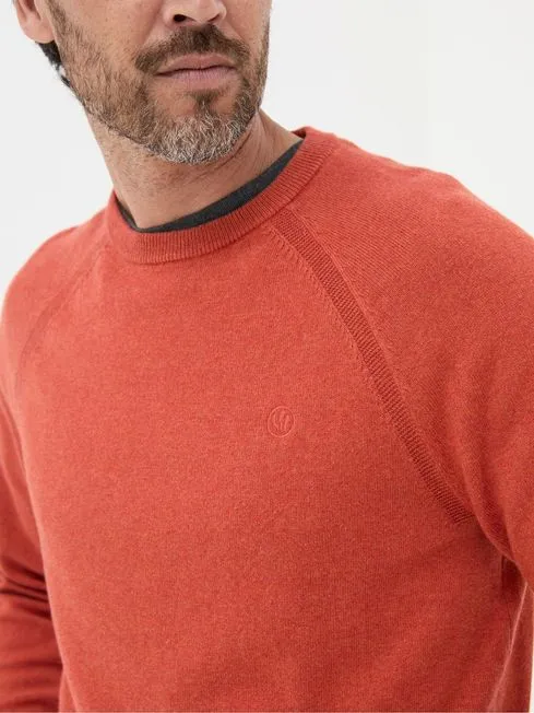 Men Fatface Knitwear Rye Orange Cotton Cashmere Crew Neck Jumper