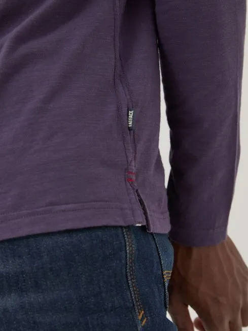Men Fatface Loungewear Woodside Purple Long Sleeve Henley T Shirt
