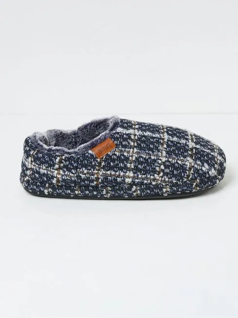 Men Fatface Pajamas and Nightwear Arthur Navy Blue Check Mules