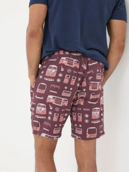 Men Fatface Pajamas and Nightwear Dark Red VW Print PJ Shorts Men Fatface Pajamas and Nightwear Dark Red VW Print PJ Shorts