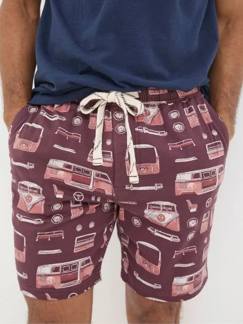 Men Fatface Pajamas and Nightwear Dark Red VW Print PJ Shorts Men Fatface Pajamas and Nightwear Dark Red VW Print PJ Shorts