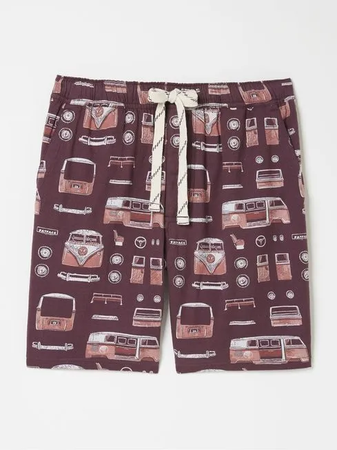 Men Fatface Pajamas and Nightwear Dark Red VW Print PJ Shorts Men Fatface Pajamas and Nightwear Dark Red VW Print PJ Shorts