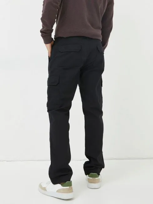 Men Fatface Pants Corby Black Ripstop Cargo Trousers