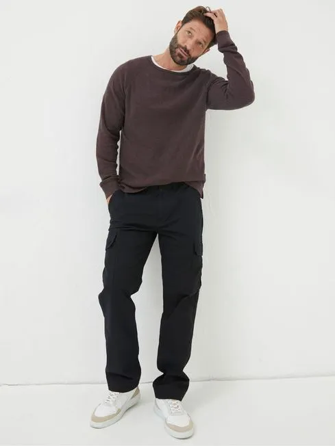 Men Fatface Pants Corby Black Ripstop Cargo Trousers