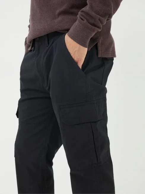 Men Fatface Pants Corby Black Ripstop Cargo Trousers