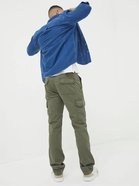 Men Fatface Pants Corby Green Straight Cargo Trousers