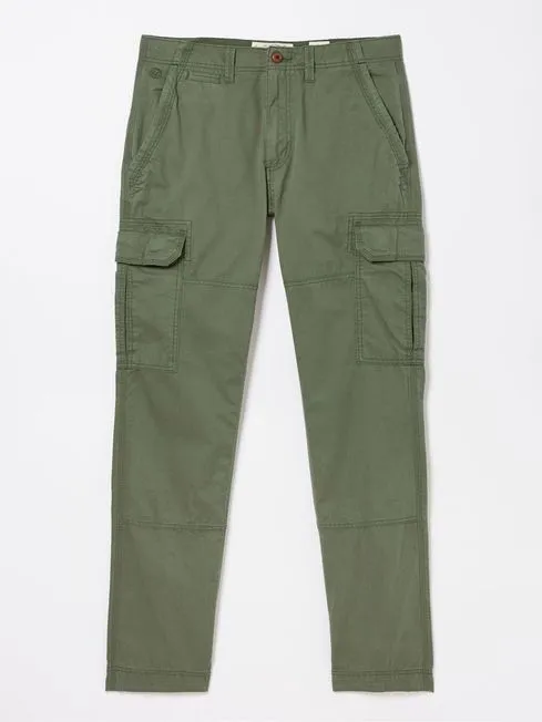Men Fatface Pants Corby Green Straight Cargo Trousers