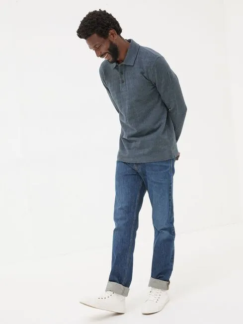 Men Fatface Polo Shirts Navy Herringbone Long Sleeve Polo Shirt Men Fatface Polo Shirts Navy Herringbone Long Sleeve Polo Shirt