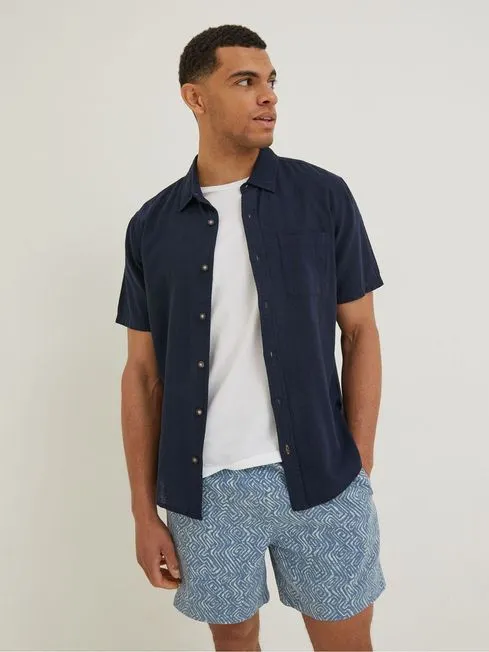 Men Fatface Shirts Blue Bugle Shirt
