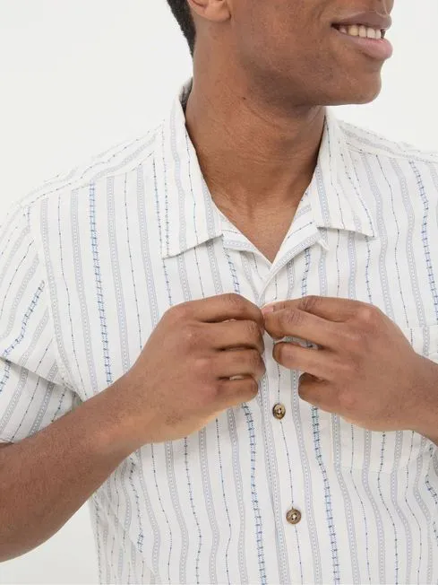 Men Fatface Shirts Denford Natural Dobby Stripe Shirt Men Fatface Shirts Denford Natural Dobby Stripe Shirt