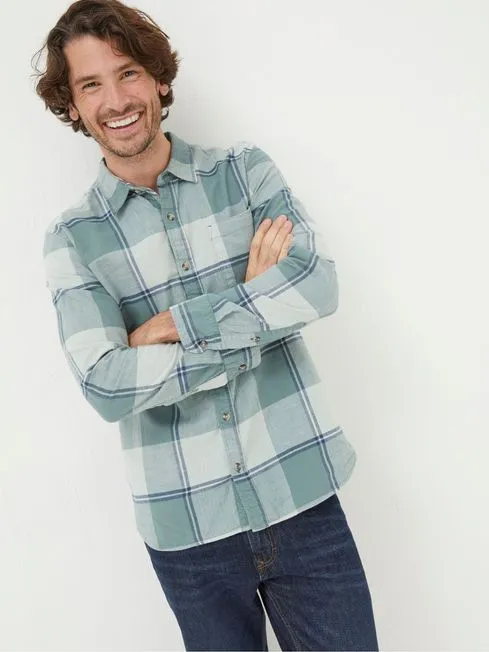 Men Fatface Shirts Green Somerset Check Shirt