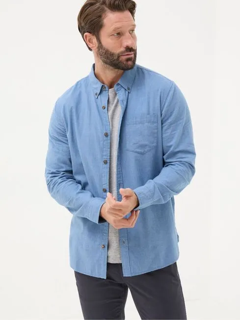 Men Fatface Shirts Light Blue Long Sleeve Tadlow Shirt