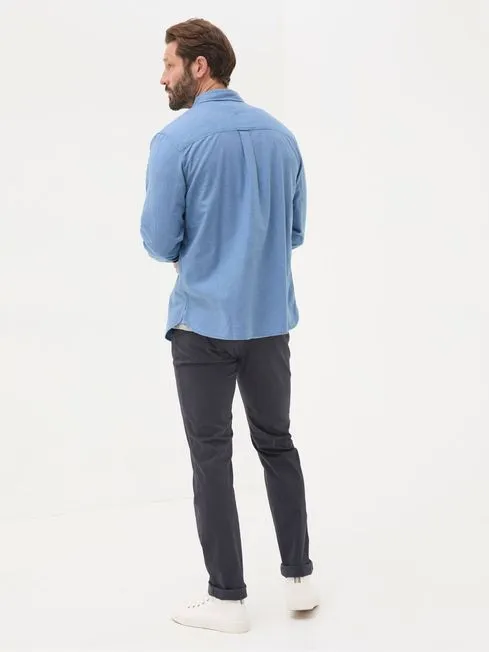 Men Fatface Shirts Light Blue Long Sleeve Tadlow Shirt