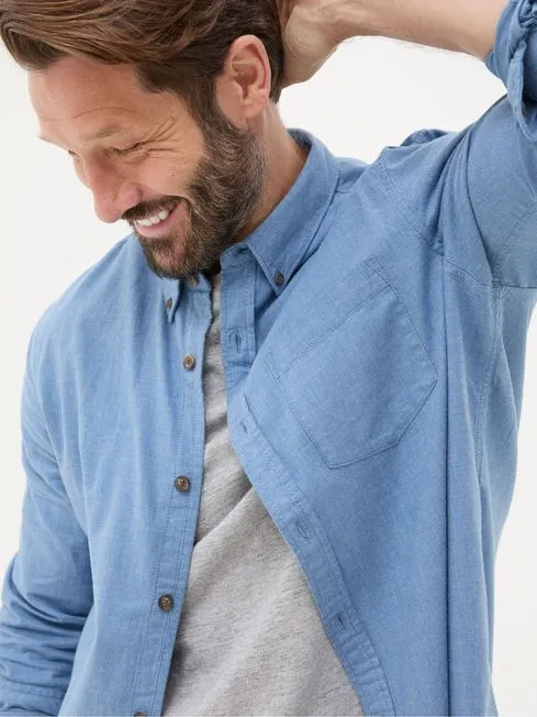 Men Fatface Shirts Light Blue Long Sleeve Tadlow Shirt
