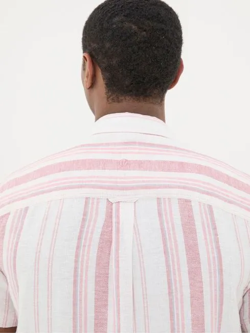 Men Fatface Shirts Pink Short Sleeve Danby Stripe Shirt Men Fatface Shirts Pink Short Sleeve Danby Stripe Shirt