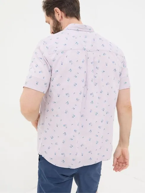 Men Fatface Shirts Purple Short Sleeve Jellyfish Print Shirt