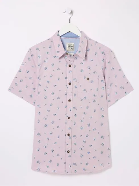 Men Fatface Shirts Purple Short Sleeve Jellyfish Print Shirt