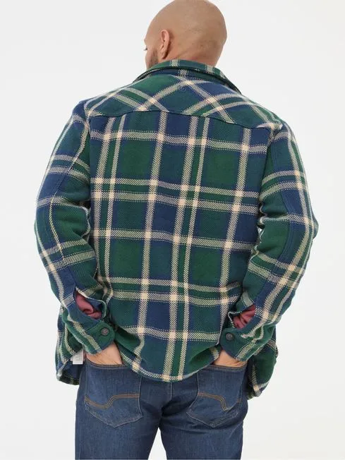 Men Fatface Shirts Ryton Dark Green Check Overshirt