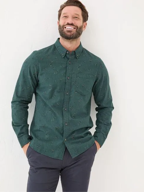 Men Fatface Shirts Teal Blue Burgess Floral Print Shirt