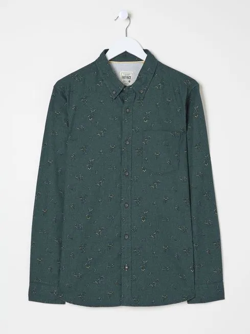 Men Fatface Shirts Teal Blue Burgess Floral Print Shirt