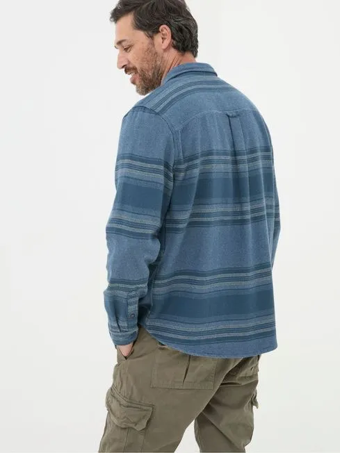 Men Fatface Shirts Trescow Blue Stripe Shirt