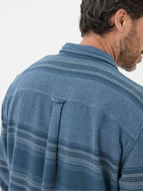 Men Fatface Shirts Trescow Blue Stripe Shirt
